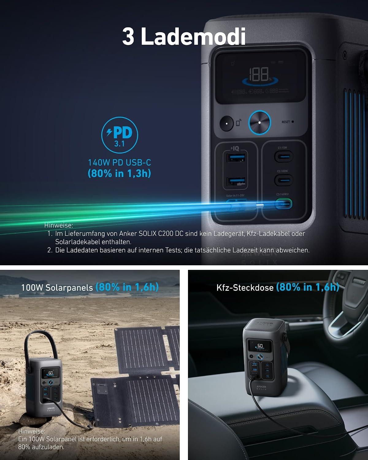 Anker SOLIX C200 DC Portable Power Station, 192Wh, 200W, Outdoor Camping