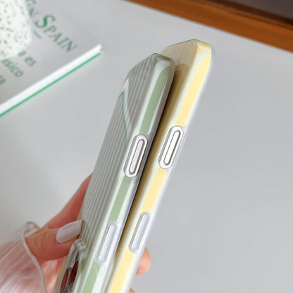 Yeddabox for iPhone 16 Pro Case Cute Striped Phone Case Soft TPU Slim Shockproof Phone Cover for Women Girls, Pink and Yellow
