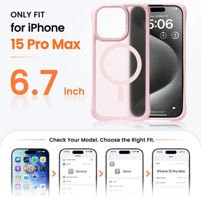 ORNARTO Magnetic for iPhone 15 Pro Max Case, Translucent Matte, Chalk Pink