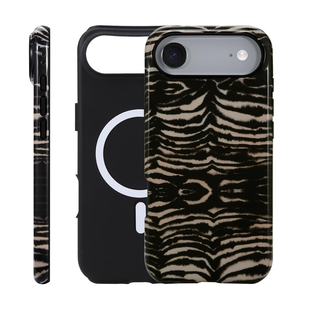 for iPhone 17 ProMax/18 ProMax Case - Wireless Charging for MagSafe, Dual-Layer Design (Outer Hard PC Shell + Inner Soft TPU Shell), Unisex Shockproof Protective Case - Tiger Stripe Pattern.