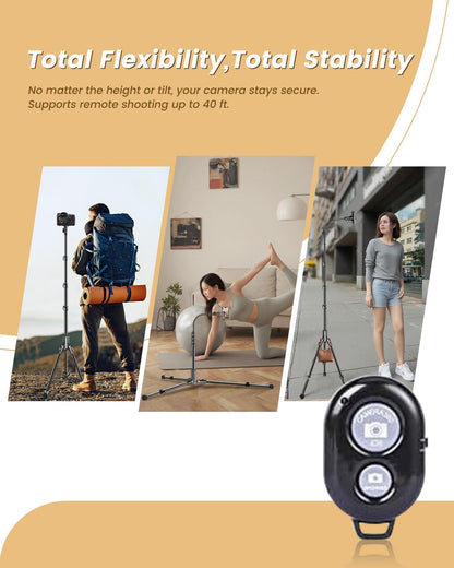 CAMBOFOTO 84" Phone Tripod, Tall Tripod for iPhone with Gooseneck & Remote