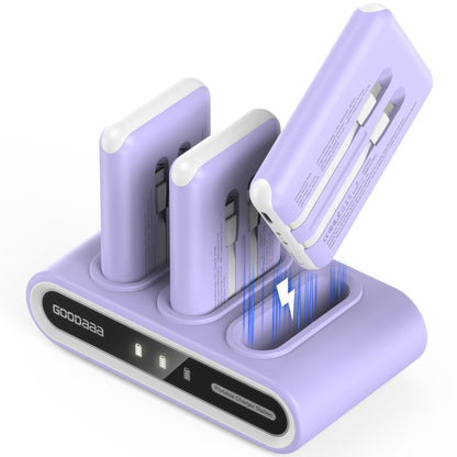 GOODaaa Portable Charger, 3-Pack 10000mAh Slim Power Bank Built in Cables