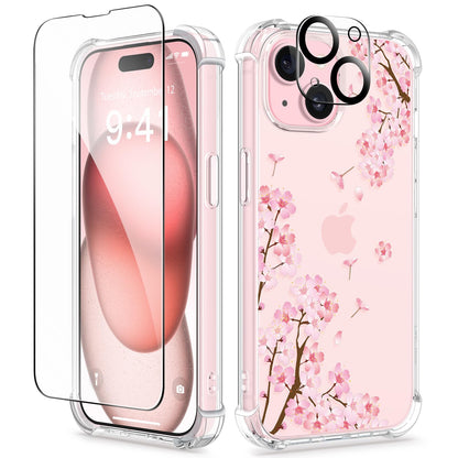 GVIEWIN for iPhone 14 Case Floral, Screen Protector & Camera Lens Protector