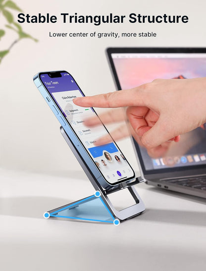 JSAUX Fold-Flat Cell Phone Stand 2-Pack, Adjustable Desk Holder-Gray