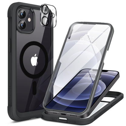 Miracase Magnetic for iPhone 15 Pro Max Case 6.7'' [Compatible with Magsafe] Full-Body Drop Proof Bumper Phone Case for iPhone 15 Pro Max with Built-in 9H Tempered Glass Screen Protector,Black