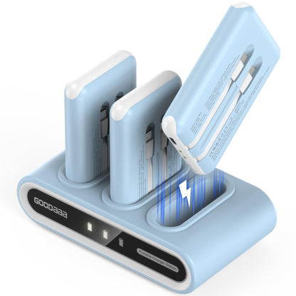 GOODaaa Portable Charger, 3-Pack 10000mAh Slim Power Bank Built in Cables