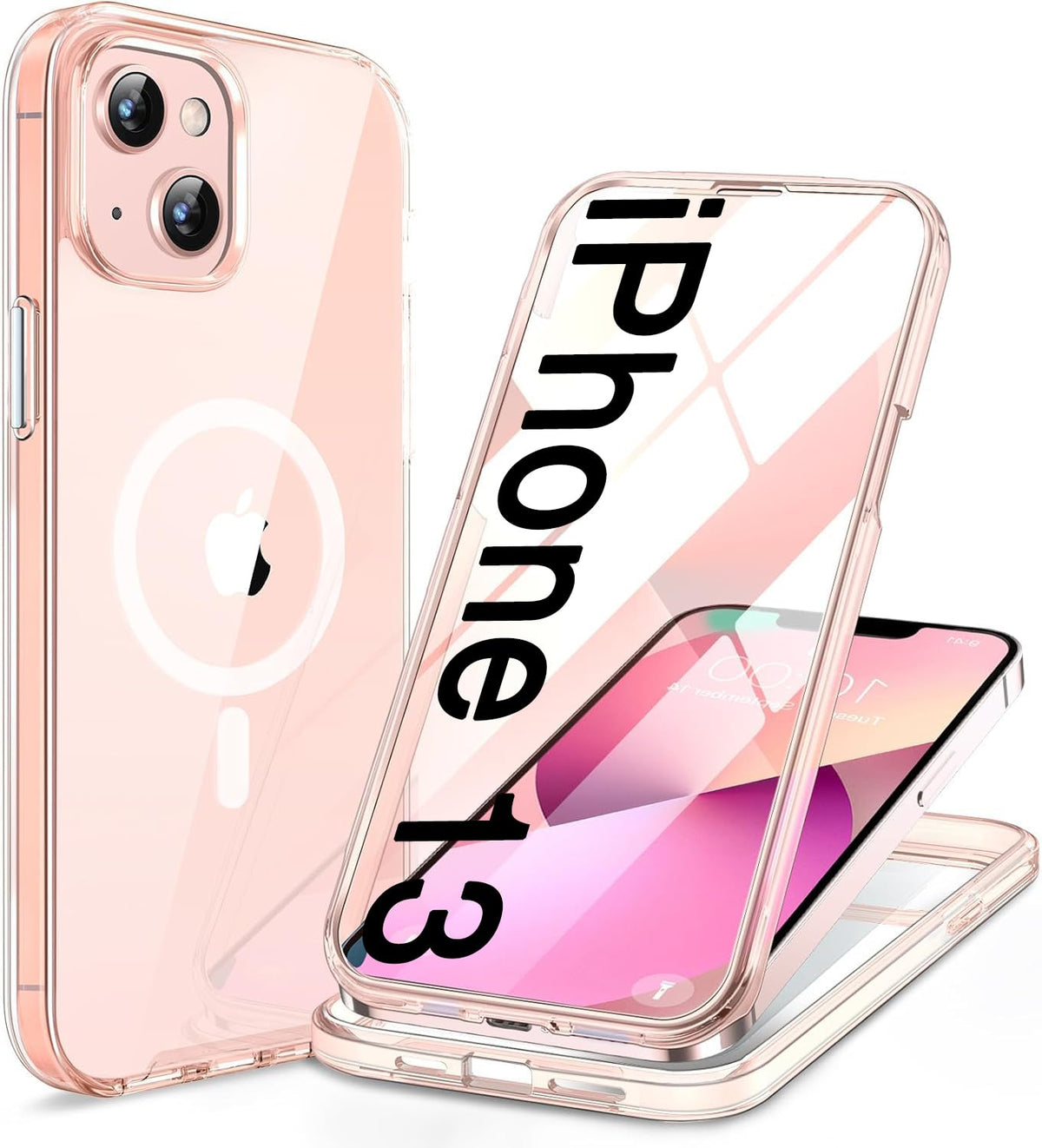 Miracase Magnetic for iPhone 15 Pro Max Case 6.7'' [Compatible with Magsafe] Full-Body Drop Proof Bumper Phone Case for iPhone 15 Pro Max with Built-in 9H Tempered Glass Screen Protector,Black