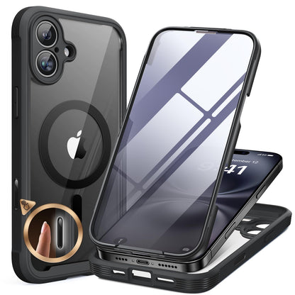 Miracase Magnetic for iPhone 15 Pro Max Case 6.7'' [Compatible with Magsafe] Full-Body Drop Proof Bumper Phone Case for iPhone 15 Pro Max with Built-in 9H Tempered Glass Screen Protector,Black
