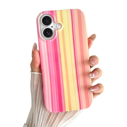 Yeddabox for iPhone 16 Pro Case Cute Striped Phone Case Soft TPU Slim Shockproof Phone Cover for Women Girls, Pink and Yellow