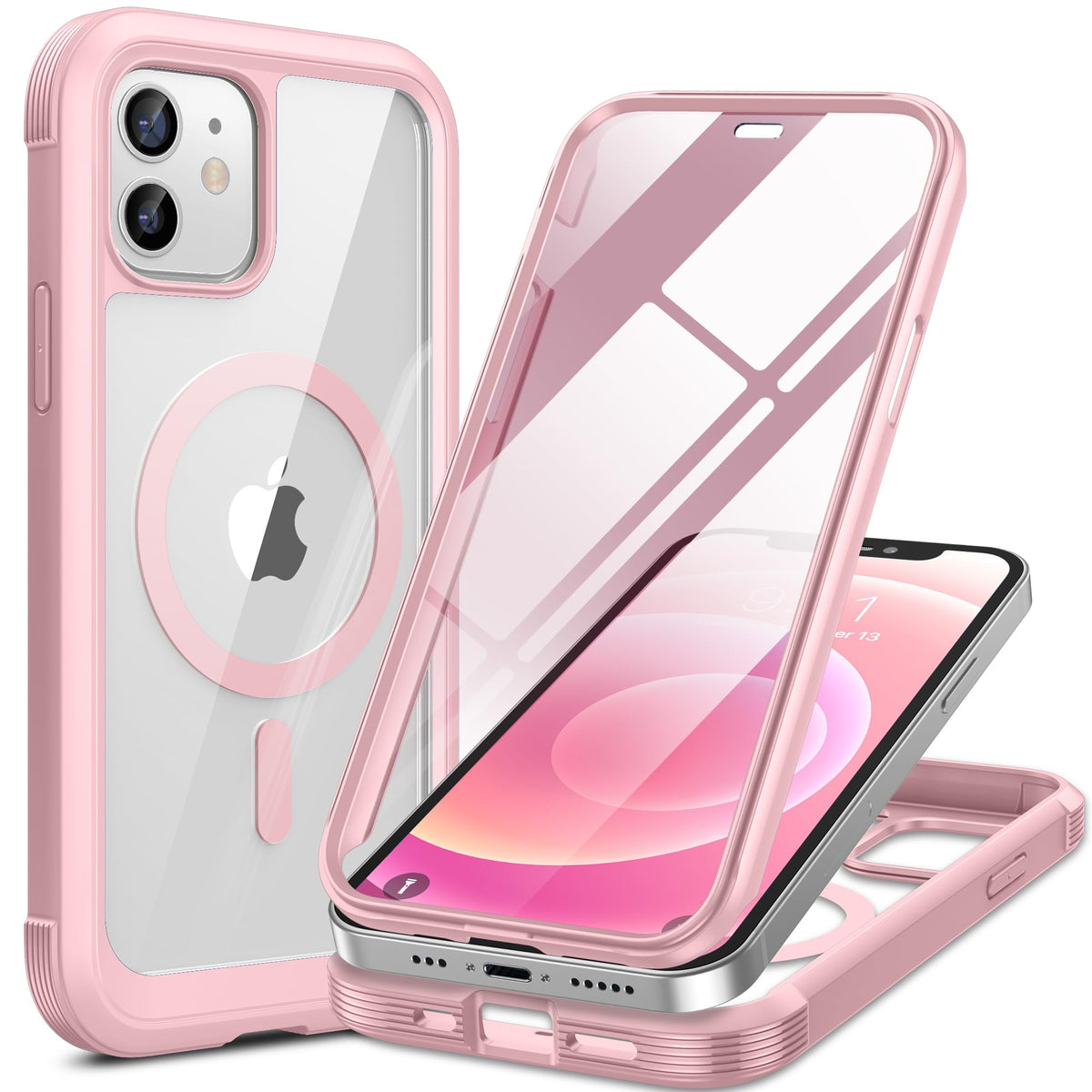 Miracase Magnetic for iPhone 15 Pro Max Case 6.7'' [Compatible with Magsafe] Full-Body Drop Proof Bumper Phone Case for iPhone 15 Pro Max with Built-in 9H Tempered Glass Screen Protector,Black