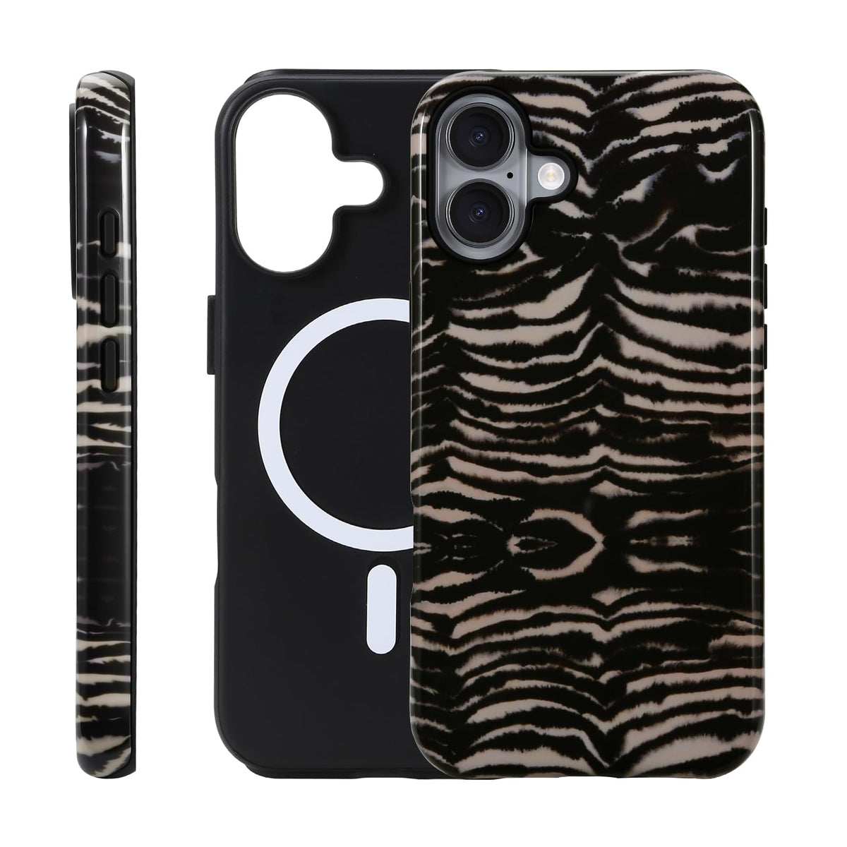 for iPhone 17 ProMax/18 ProMax Case - Wireless Charging for MagSafe, Dual-Layer Design (Outer Hard PC Shell + Inner Soft TPU Shell), Unisex Shockproof Protective Case - Tiger Stripe Pattern.