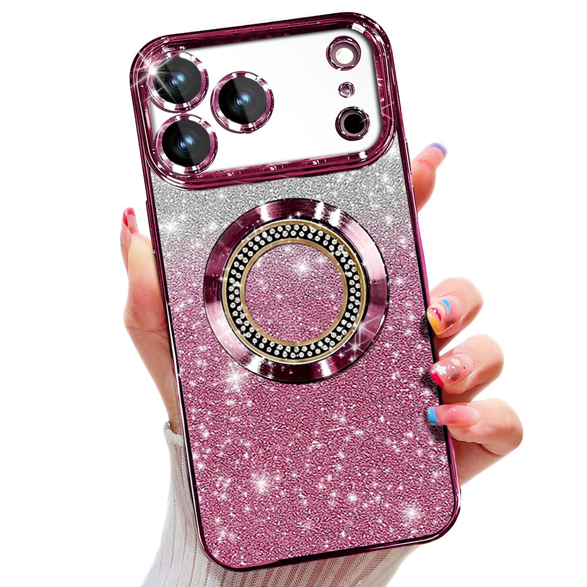 Misscase for iPhone 14 Magnetic Glitter Case Compatible with MagSafe,Full Protection Slim Shockproof Anti-Scratch Case with Camera Lens Protector Logo View Dust-Proof Net for Women Gold