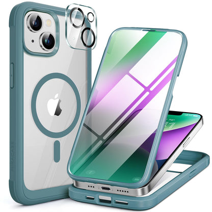 Miracase Magnetic for iPhone 15 Pro Max Case 6.7'' [Compatible with Magsafe] Full-Body Drop Proof Bumper Phone Case for iPhone 15 Pro Max with Built-in 9H Tempered Glass Screen Protector,Black