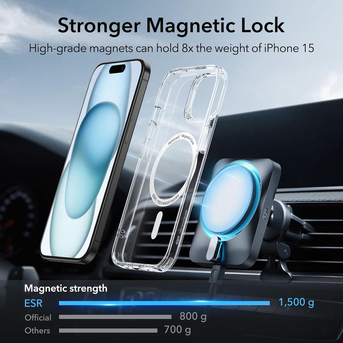 ESR Classic Hybrid for iPhone 15 Plus Case, Clear