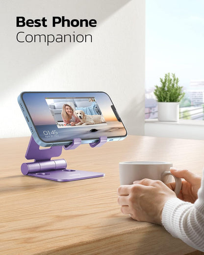 Nulaxy Full Aluminum Dual Folding Cell Phone Stand for Desk, Purple