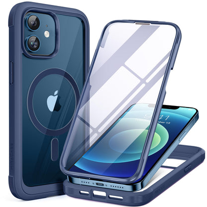 Miracase Magnetic for iPhone 15 Pro Max Case 6.7'' [Compatible with Magsafe] Full-Body Drop Proof Bumper Phone Case for iPhone 15 Pro Max with Built-in 9H Tempered Glass Screen Protector,Black