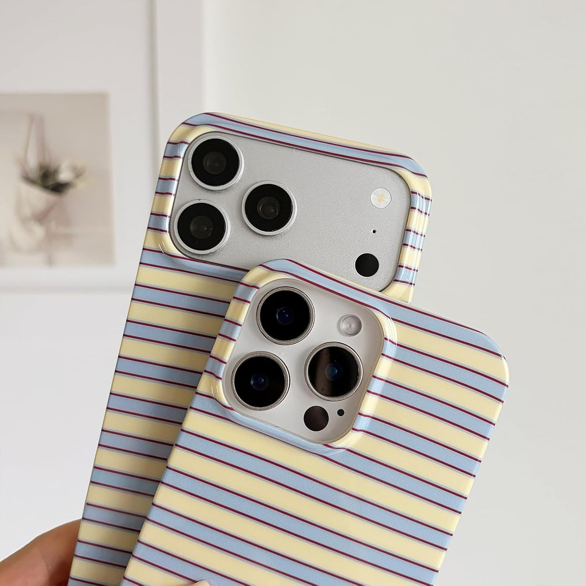 for iPhone 18 Pro Max Case / 17 Pro Max Case Striped, Blue Yellow