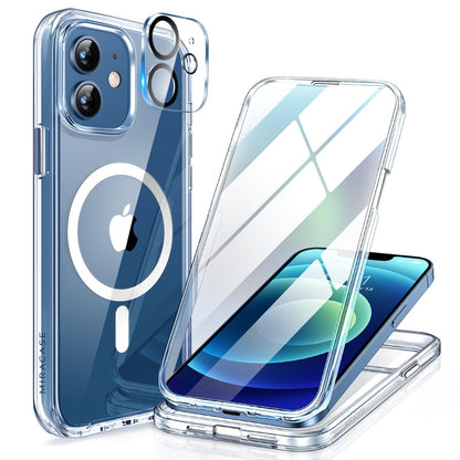 Miracase Magnetic for iPhone 15 Pro Max Case 6.7'' [Compatible with Magsafe] Full-Body Drop Proof Bumper Phone Case for iPhone 15 Pro Max with Built-in 9H Tempered Glass Screen Protector,Black
