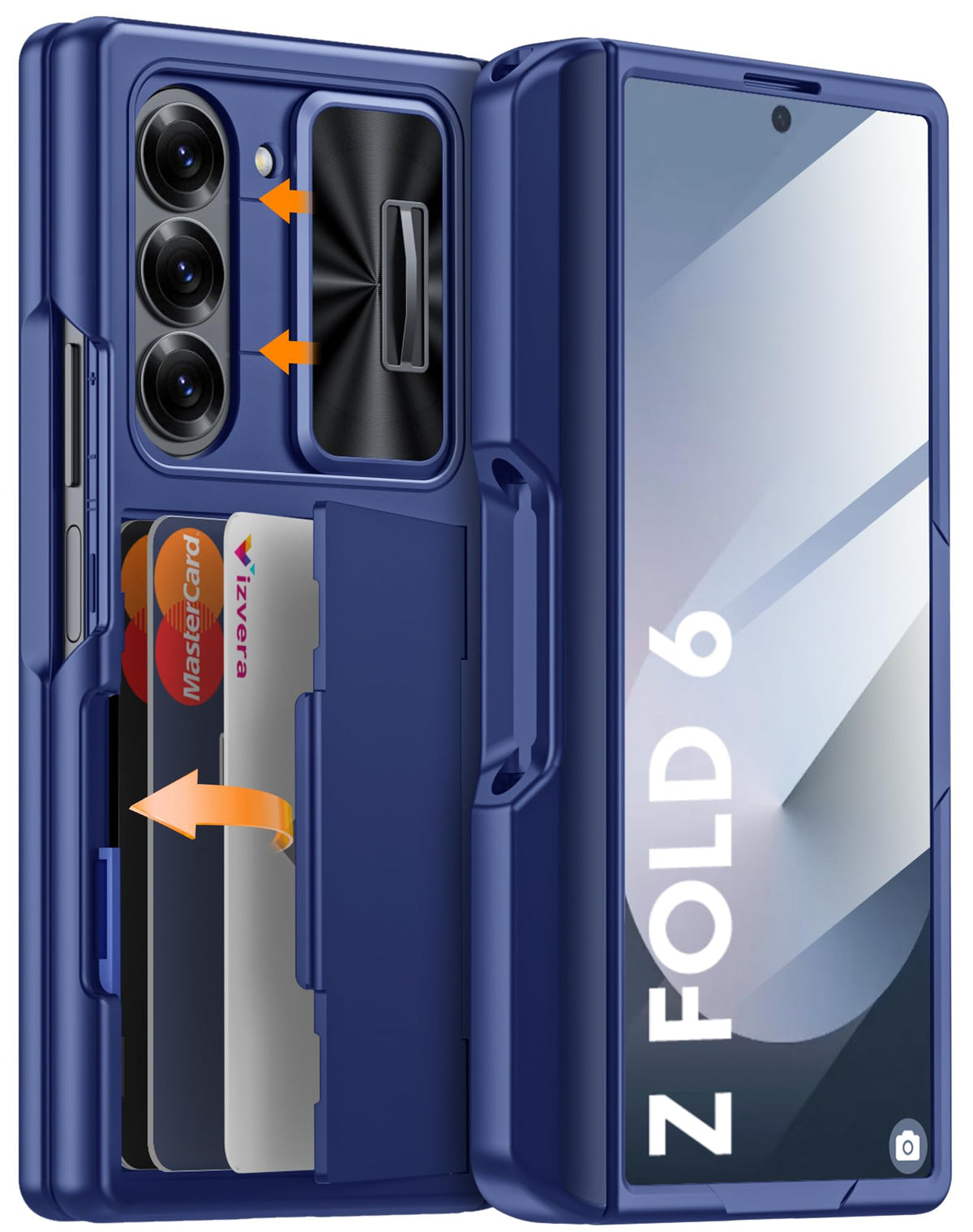 Vizvera for Samsung Galaxy Z Fold 7 Case RFID Wallet with Cards Holder [Hinge Cover] [Camera Cover] Shockproof Silicone Protective Phone Case for Z Fold 7 2025-Black