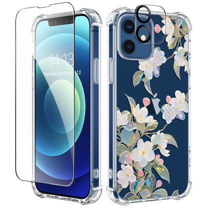 GVIEWIN for iPhone 14 Case Floral, Screen Protector & Camera Lens Protector