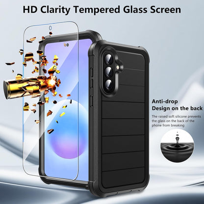 Hensinple for Samsung Galaxy A37 5G Phone Case with Screen Protector, Heavy Duty Military Shockproof Full Body Durable TPU Protective Cover Case for Samsung A37 5G (Black)