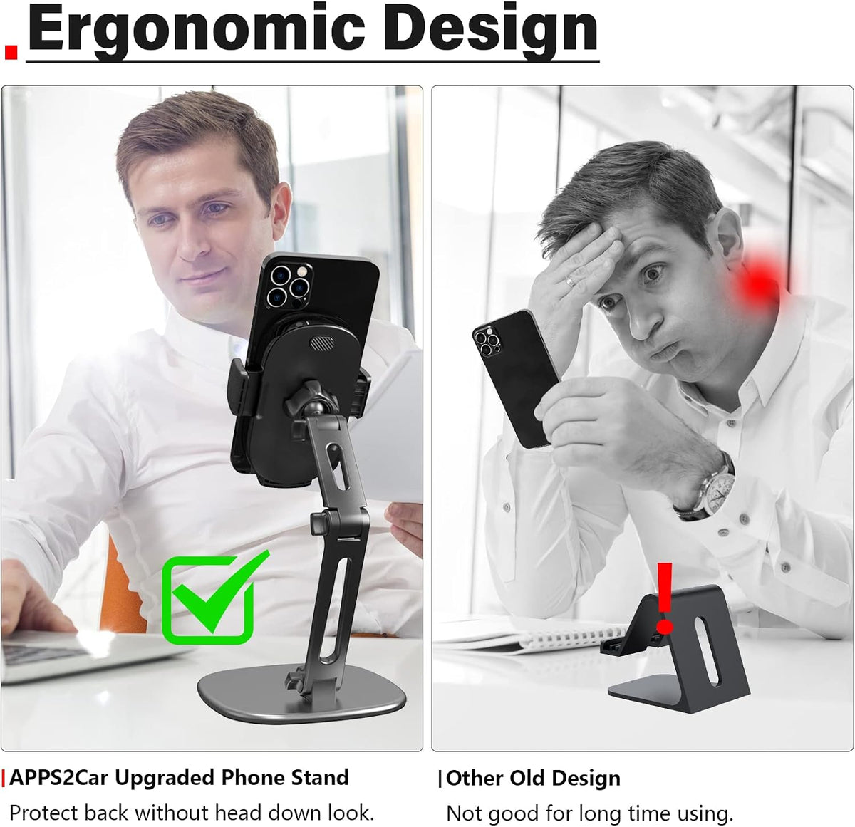 APPS2Car Phone Stand for Desk, Adjustable Cell Phone Holder for Office