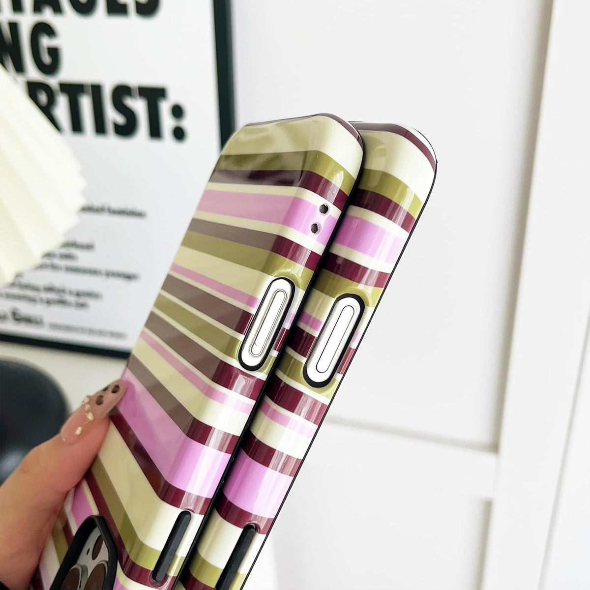 for iPhone 17 Pro Case Cute Yellow Colorful Striped Phone Case