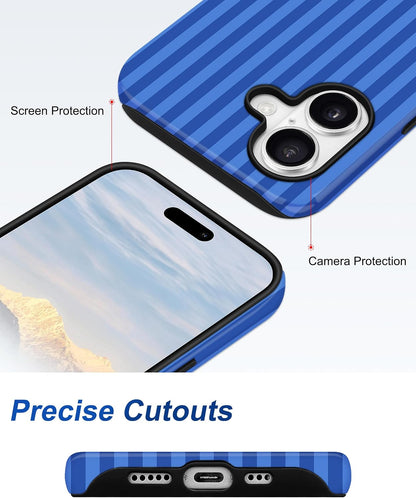 Magnetic Striped Phone Case for iPhone 17, Navy Blue