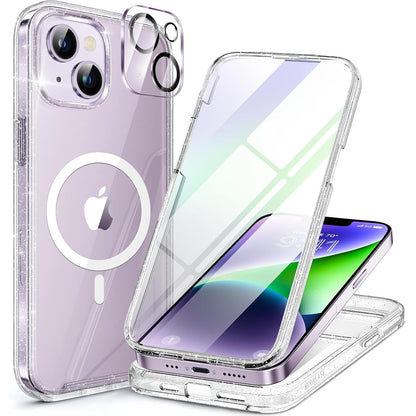 Miracase Magnetic for iPhone 15 Pro Max Case 6.7'' [Compatible with Magsafe] Full-Body Drop Proof Bumper Phone Case for iPhone 15 Pro Max with Built-in 9H Tempered Glass Screen Protector,Black