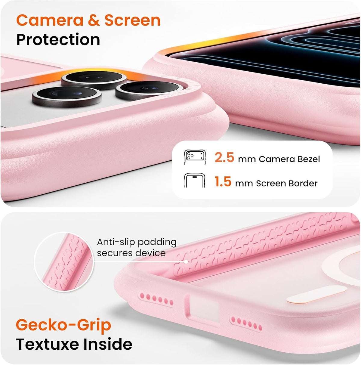 ORNARTO Magnetic for iPhone 17 Pro Max Case, Translucent Matte, Chalk Pink