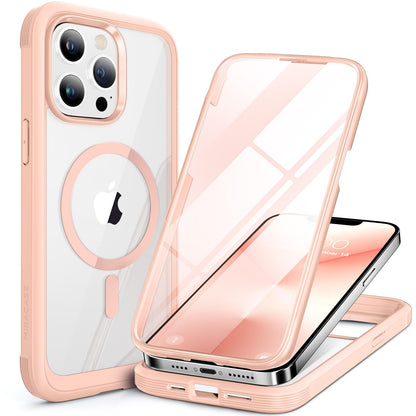 Miracase Magnetic for iPhone 15 Pro Max Case 6.7'' [Compatible with Magsafe] Full-Body Drop Proof Bumper Phone Case for iPhone 15 Pro Max with Built-in 9H Tempered Glass Screen Protector,Black