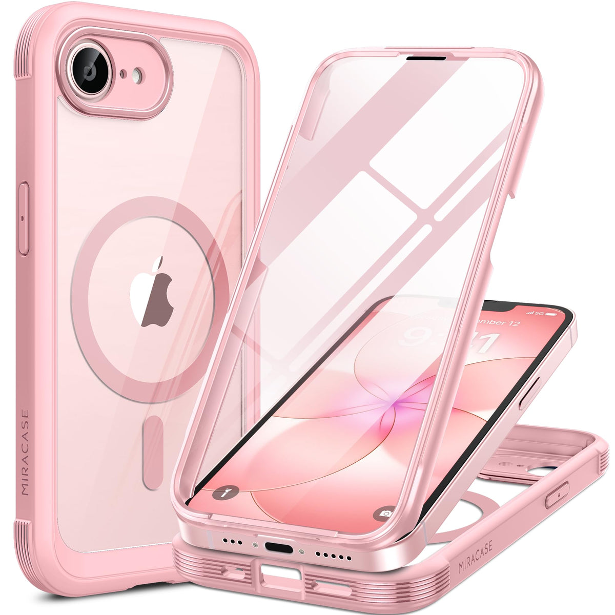 Miracase Magnetic for iPhone 15 Pro Max Case 6.7'' [Compatible with Magsafe] Full-Body Drop Proof Bumper Phone Case for iPhone 15 Pro Max with Built-in 9H Tempered Glass Screen Protector,Black