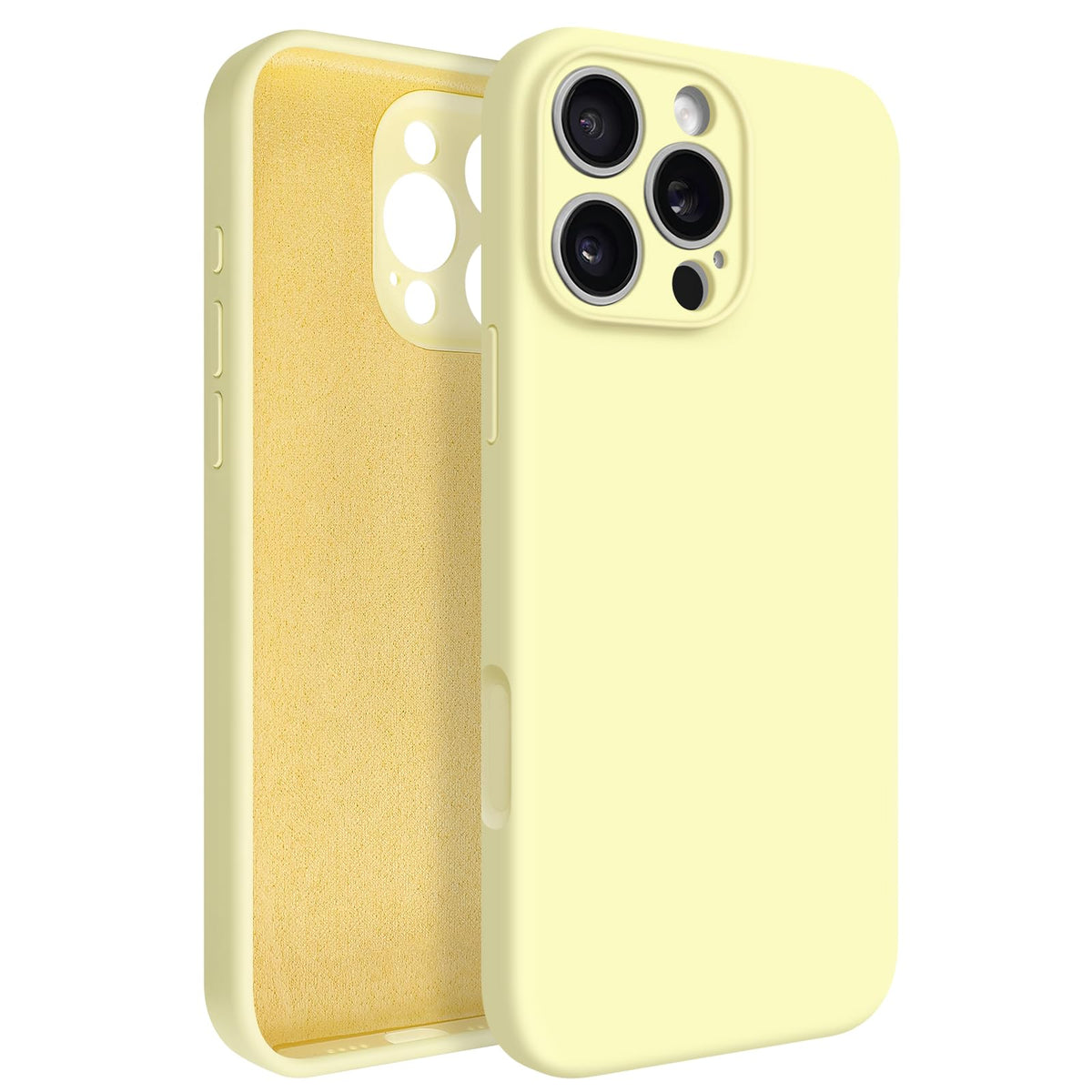 Newseego for iPhone 17 Pro Max Case with Camera Control Button, Solid Color Liquid Silicone Case for Women Girls Men Anti-Scratch Lining Shockproof Drop Protective Cover for iPhone 17 Pro Max-Yellow