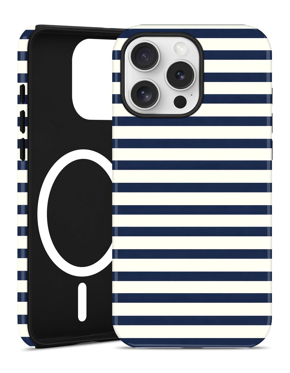 Magnetic Striped Phone Case for iPhone 17, Navy Blue