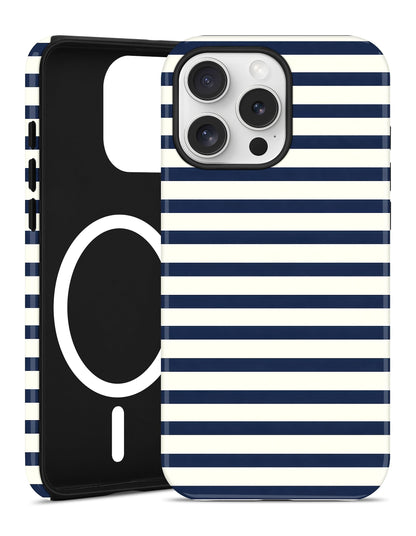 Magnetic Striped Phone Case for iPhone 17, Navy Blue