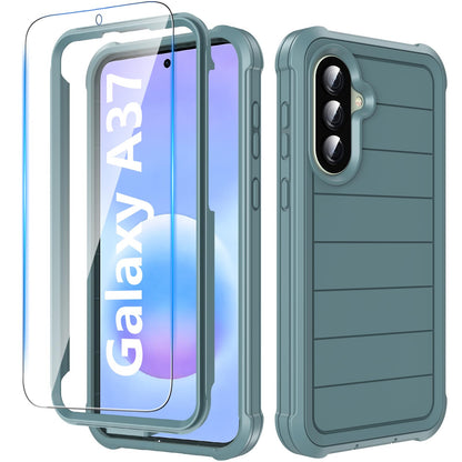 Hensinple for Samsung Galaxy A37 5G Phone Case with Screen Protector, Heavy Duty Military Shockproof Full Body Durable TPU Protective Cover Case for Samsung A37 5G (Black)