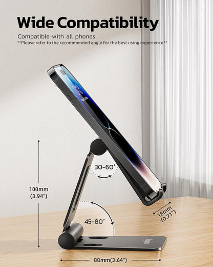 Nulaxy 2 Pack Aluminum Dual Folding Cell Phone Stand Desk, Black&Rose Gold