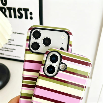 for iPhone 17 Pro Case Cute Yellow Colorful Striped Phone Case