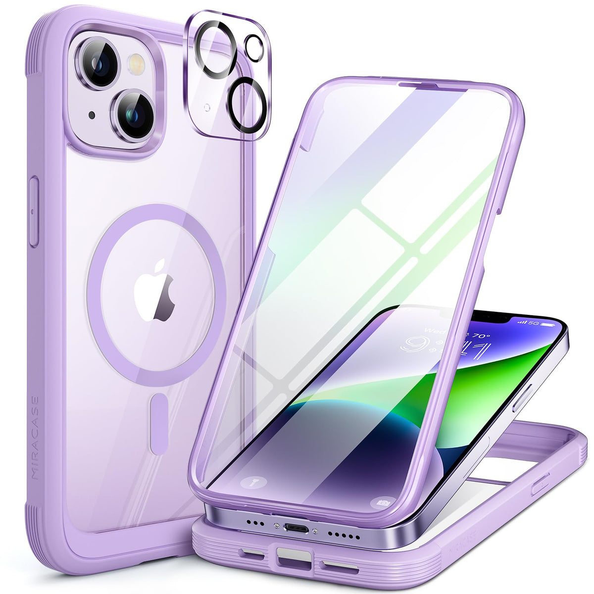 Miracase Magnetic for iPhone 15 Pro Max Case 6.7'' [Compatible with Magsafe] Full-Body Drop Proof Bumper Phone Case for iPhone 15 Pro Max with Built-in 9H Tempered Glass Screen Protector,Black