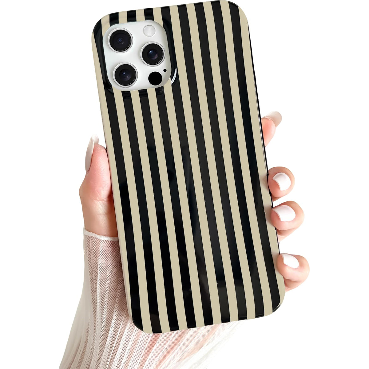 Yeddabox for iPhone 16 Pro Case Cute Striped Phone Case Soft TPU Slim Shockproof Phone Cover for Women Girls, Pink and Yellow
