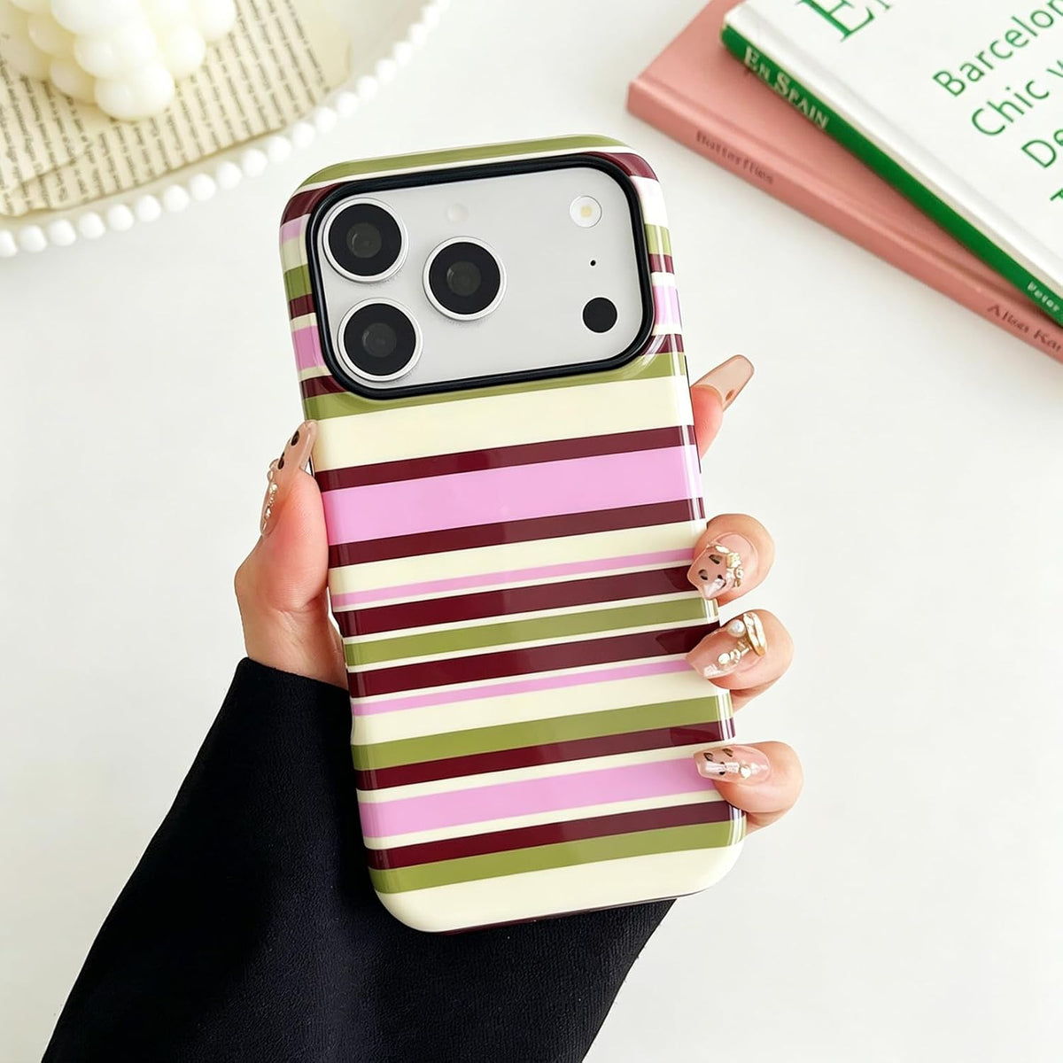 for iPhone 17 Pro Case Cute Yellow Colorful Striped Phone Case