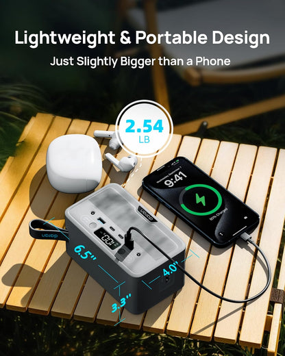 Daran Portable Power Station 89.6Wh LiFePO4 Battery 100W(200W Peak) Solar Power Bank, Portable Charger Small Generator with AC Outlets & PD Fast Charging for Home/Laptop/Camping(Solar Panel Optional)