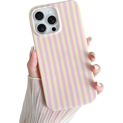Yeddabox for iPhone 16 Pro Case Cute Striped Phone Case Soft TPU Slim Shockproof Phone Cover for Women Girls, Pink and Yellow