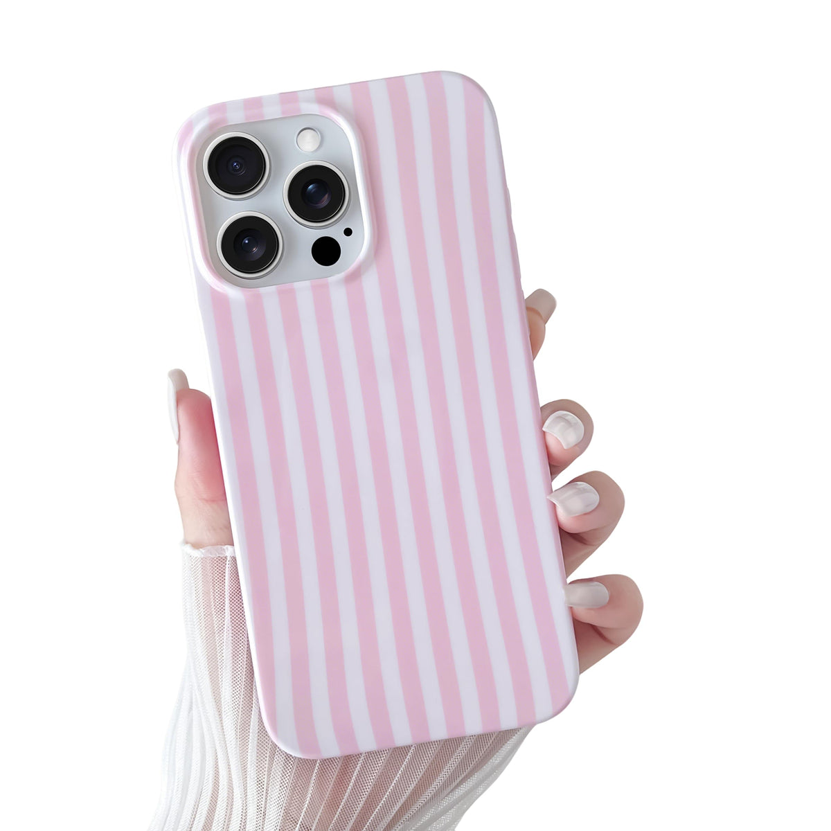 Yeddabox for iPhone 16 Pro Case Cute Striped Phone Case Soft TPU Slim Shockproof Phone Cover for Women Girls, Pink and Yellow