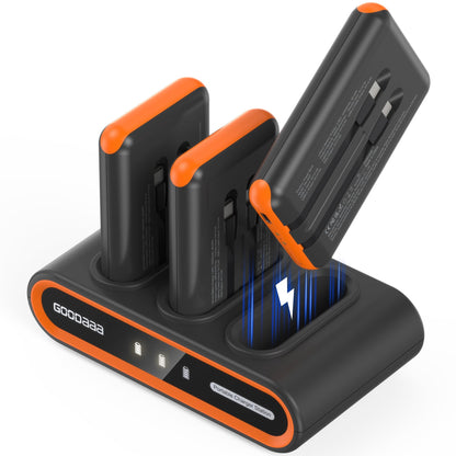 GOODaaa Portable Charger, 3-Pack 10000mAh Slim Power Bank Built in Cables