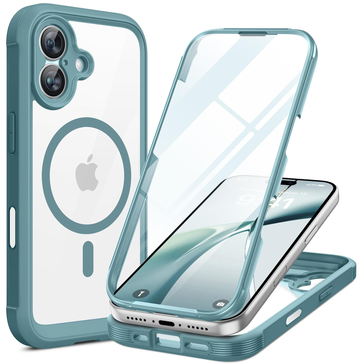 Miracase Magnetic for iPhone 15 Pro Max Case 6.7'' [Compatible with Magsafe] Full-Body Drop Proof Bumper Phone Case for iPhone 15 Pro Max with Built-in 9H Tempered Glass Screen Protector,Black