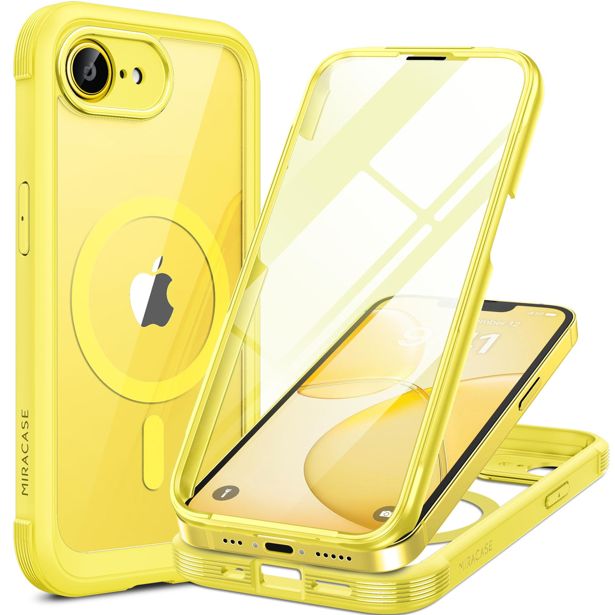 Miracase Magnetic for iPhone 15 Pro Max Case 6.7'' [Compatible with Magsafe] Full-Body Drop Proof Bumper Phone Case for iPhone 15 Pro Max with Built-in 9H Tempered Glass Screen Protector,Black