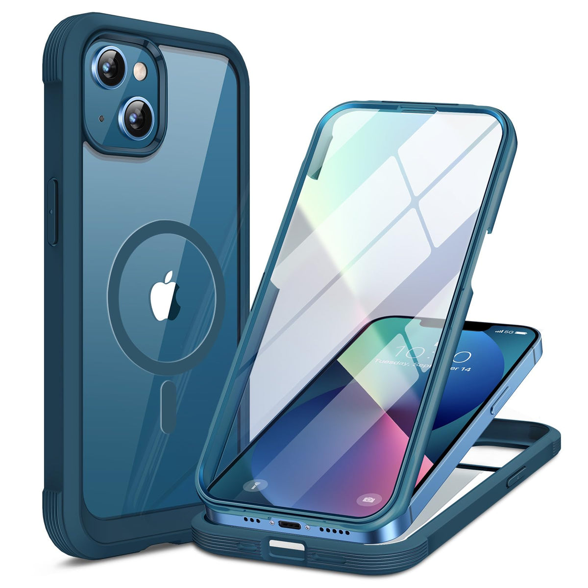 Miracase Magnetic for iPhone 15 Pro Max Case 6.7'' [Compatible with Magsafe] Full-Body Drop Proof Bumper Phone Case for iPhone 15 Pro Max with Built-in 9H Tempered Glass Screen Protector,Black
