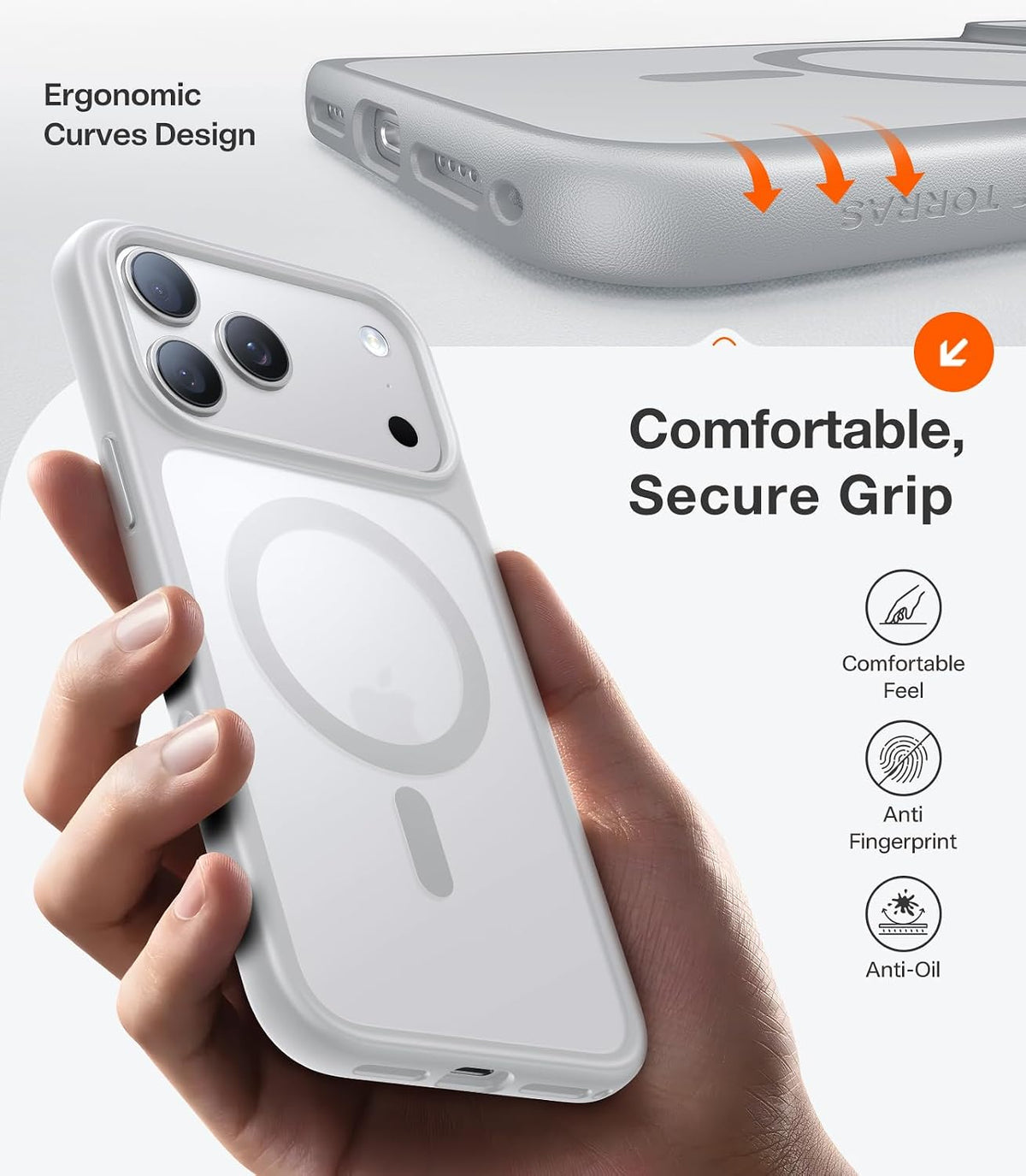 TORRAS Magnetic Shockproof for iPhone 17 Pro Case, Camera Control Silver