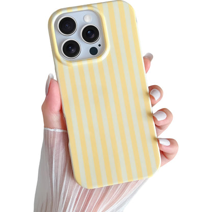 Yeddabox for iPhone 16 Pro Case Cute Striped Phone Case Soft TPU Slim Shockproof Phone Cover for Women Girls, Pink and Yellow